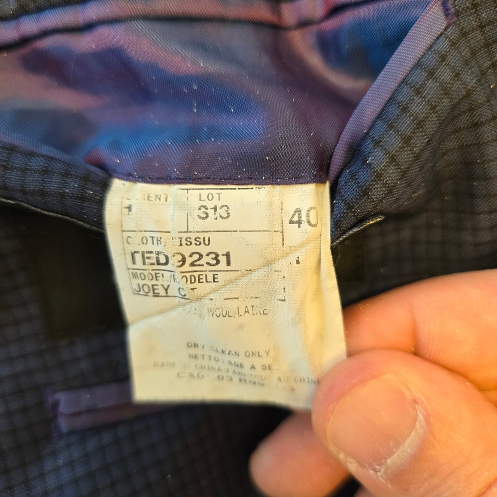 Ted Baker London Joey C Mens 40 Blue Micro Check Wool Blazer Jacket Sport Coat - Picture 4 of 7